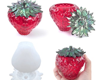 Aardbei opbergdoos schimmel DIY Aardbei ornament ring ketting sieraden opbergdoos Maken Gereedschap Siliconen Aardbei Mal Voor Epoxyhars