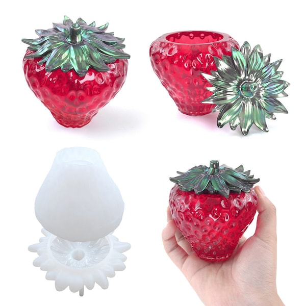 Strawberry storage box mold DIY Strawberry  ornament ring necklace jewelry storage box Making Tools Silicone Strawberry Mold For Epoxy Resin