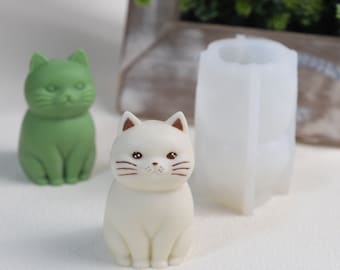3d Cute Cat Kitten Kitty Figurine Baby Candle Mould Silicone Melt