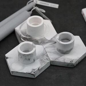 Hexagonal Candle Holder Mold-Silicone candle holder mold-Candlestick plaster mold-Concrete candle holder mold-Candlestick mold