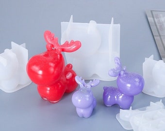 Stampo in silicone per alce carino-Stampo in resina per alce dei cartoni animati-Stampo per ciondolo portachiavi cervo-Stampo per ciondolo decorativo per auto-Stampo per corna di cervo