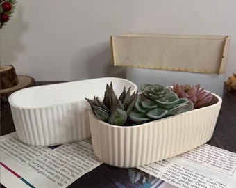 Stampo in cemento per vaso da fiori ovale grande, stampo in resina per vassoio ovale, stampo per vasi per candele in cemento, stampo per vassoio in Jesmonite in cemento, stampo per scatola portacandele