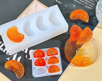 3Dオレンジシリコン型 - フルーツオレンジ樹脂型 - オレンジキーホルダー型 - オレンジイヤリングペンダント型 - オレンジチョコレートケーキ/フォンダンデコレーション型