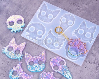 Cat Keychain Resin Mold-Skull Silicone Keychain Mold-Cute Paw pendant mold-Owl Key chain mold-Key holder mold-Epoxy resin Key fob mold