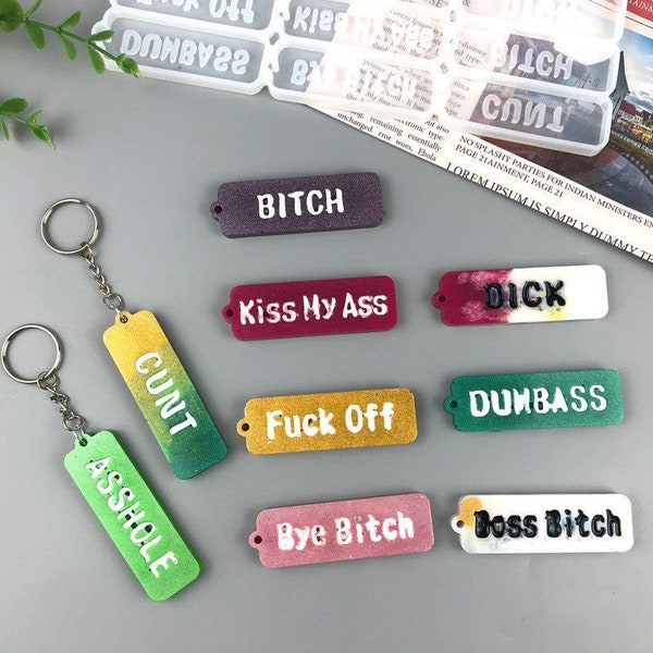 Dirty words keychain mold-English Letters Words resin molds-Bad Words keychain silicone mold-Swear Word pendant mold-Resin keychain mold