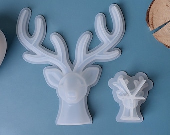 Tamaños grandes y pequeños Astas Molde de silicona-Navidad Resina de ciervo Joyería Soporte de molde-Soporte de joyería Molde-Resina epoxi Molde artesanal Molde