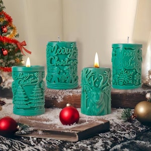 Christmas tree candle silicone mold-Christmas elk candle mold-scented candle mold-Christmas decoration concrete mold-pillar candle mold
