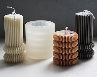 Striped Cylinder Candle Mold-Multilayer Striped Pillar Candle Silicone Mold-Nordic Scented Candle Mold-Home Decoration Candle Mould