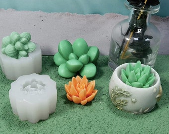 3D Succulent Plant Candles Molds- Cactus Plant Silicone Mold -Flower Resin Plaster Mold- Succulent Fondant Mold- flower pot mold