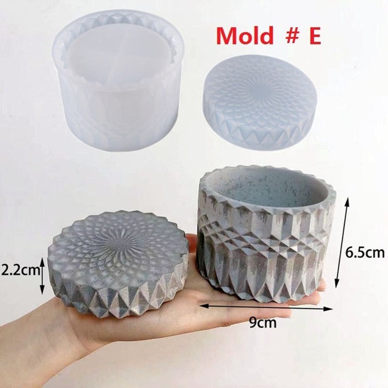 Concrete Candle Jar With Lid Mold Cement Candle Vessel Storage Etsy