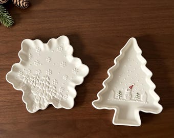 Snowflake Tray Silicone Mold-Concrete Jewelry Christmas Tree Trinket Dish Mold Resin Plate Mold Plaster Jesmonite Mold-Christmas Home Decor
