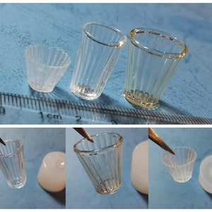 Pocket glass silicone mold-Mini vertical stripes cup resin mold-mini tableware mold-Cute miniature cup model mold-Mini food play model mold