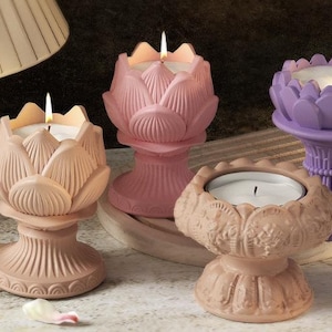 lotus candle vessel silicone mold-Flower candle container mold-Gypsum concrete candle cup mold-Candle holder resin mold-Home decor