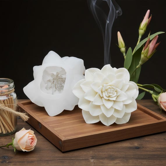 Durable silicone flower mold-3D lotus candle mold-Concrete/plaster/epoxy resin flower ornament mold-Diffuser stone mold-Scented candle mold