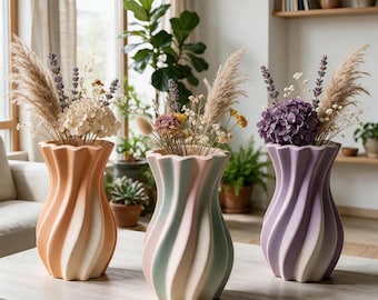 Wave Vase Silicone Mold-Nordic Rotating Dried Flower Vase Resin Mold-Beautiful Pen Holder Mold-Jesmonite Concrete Plaster Flower Vase Mold