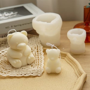 3D Bear Candle Silicone Mold-cute Bear Candle Mold-cartoon Bear