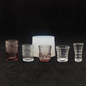 5 Arten Tasche Glas Silikonform-Mini Tasse Harz Form-Mini Geschirr Form-Nette Miniatur Tasse Modellform-Mini Essen spielen Modell Form