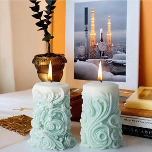 Wave Candle Silicone Mold-European Cylinder Candle Mold-Spiral Carved Candle Mold-Wedding Candle Mold-Ocean Waves Aroma Candle Soap Mold