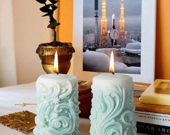 Wave Candle Silicone Mold-European Cylinder Candle Mold-Spiral Carved Candle Mold-Wedding Candle Mold-Ocean Waves Aroma Candle Soap Mold