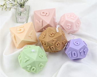 サイコロ型キャンドルシリコンモールド - D20サイコロ型キャンドル