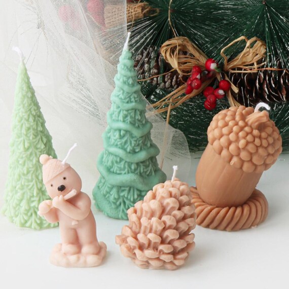 Stampi Per Candele In Silicone - Forme Albero E Casa Per Natale, 9.5x7.5 Cm, Riutilizzabili