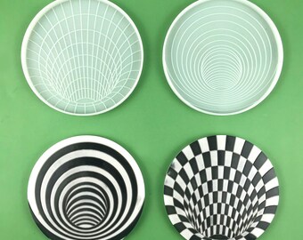 Trap Coaster-almohadilla de silicona para taza, molde redondo en espiral geométrico a cuadros, almohadilla de café, aislamiento térmico, molde de silicona para resina