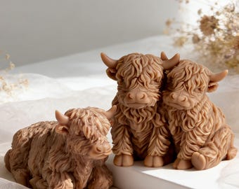 Molde de silicona para velas con forma de vaca yak (3 estilos) - Molde para velas de yak de las tierras altas - Molde para velas de pareja de vacas - Molde de yeso para aromaterapia DIY