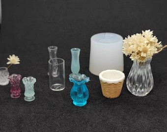5 styles pocket glass silicone mold-Mini vase resin mold-mini tableware mold-Cute miniature cup model mold-Mini food play model mold