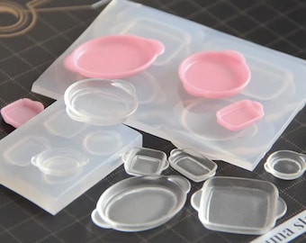 Pocket bowl silicone mold-mini cup resin mold-mini tableware mold-miniature plate model mold-Mini food play model mold