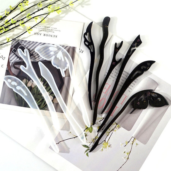 Hairpin Collection Silicone Mold-Retro Style Hairpin Resin Mold-Hair Stick Mold-Hair Fork Mold-Hair Pin Mold