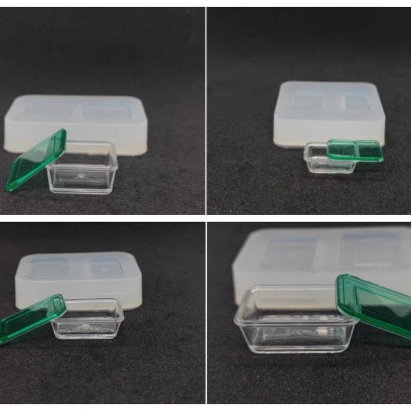 4 styles Lunch Box silicone mold-mini tableware mold-miniature tray model mold-Mini food play model mold-crisper box mold