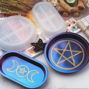 Oval Round Tray Resin Mold, Round Dish Mold, Oval Dish Mold, Tray Mold with Moon Star Pattern, Jewelry Trinket Holder Mold, DIY Home Decor