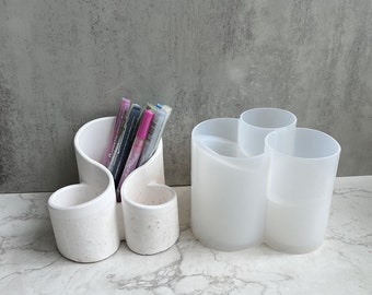3 in1 Flower Pot Silicone Mold pen holder resin mold Brush Holder cement Mold plant pot mould Epoxy Resin Mold
