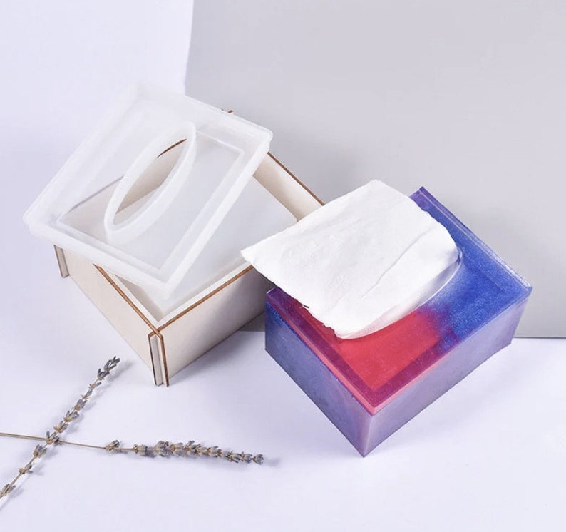 Förvaringslåda med lockform, rektangulär näsduksaskhållare med lockform, näsduksasklockform, silikonform för harts, epoxihartsform bild 4