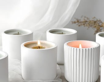 Round Jar Silicone Mold Set-Round Stripe Storage Box Mold-Candle Jar Mold With Lid-Concrete Candle Vessel Mold-Cement Jesmonite Box Mold
