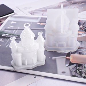 3D Schloss Silikonform-SchlossKerze GießharzForm-Schloss Dekorieren Mold-Cartoon Castle Schlüsselanhänger Gießform-KristallBurgForm-Epoxidharz Kunstform