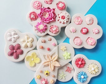 Lot De 4 Moules Silicone Daisy – Pivoine, Rose, Marguerite – Résine/argile 3D – Neuf