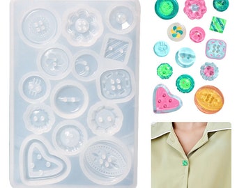 Flowers Button Silicone Mold-Square Button Resin Mold-Button Earrings Mold-Clothes Button Mold-Button making for kids