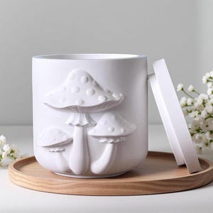 Mushroom Candle Jar Silicone Mold-Round Trinket Box Resin Mold-DIY Storage Box Mold-Concrete Candle Vessel Mold-Jesmonite Plaster Art Mold