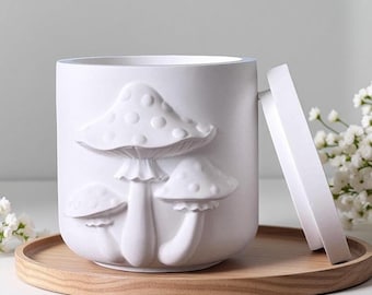 Mushroom Candle Jar Silicone Mold-Round Trinket Box Resin Mold-DIY Storage Box Mold-Concrete Candle Vessel Mold-Jesmonite Plaster Art Mold