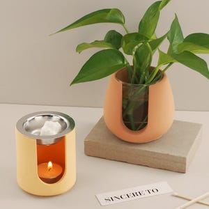Cylindrical essential oil stove silicone mold-hydroponic plant pot concrete resin mold-fragrance tealight candle holder Cement plaster mold