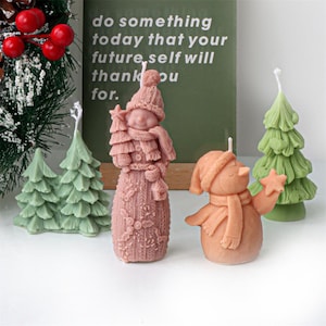 Christmas Tree Silicone Mold-Christmas Snowman Candle Mold-Snowman Scented Candle Mold-Christmas Pine Tree Soap Resin mold-Aromatherapy Mold