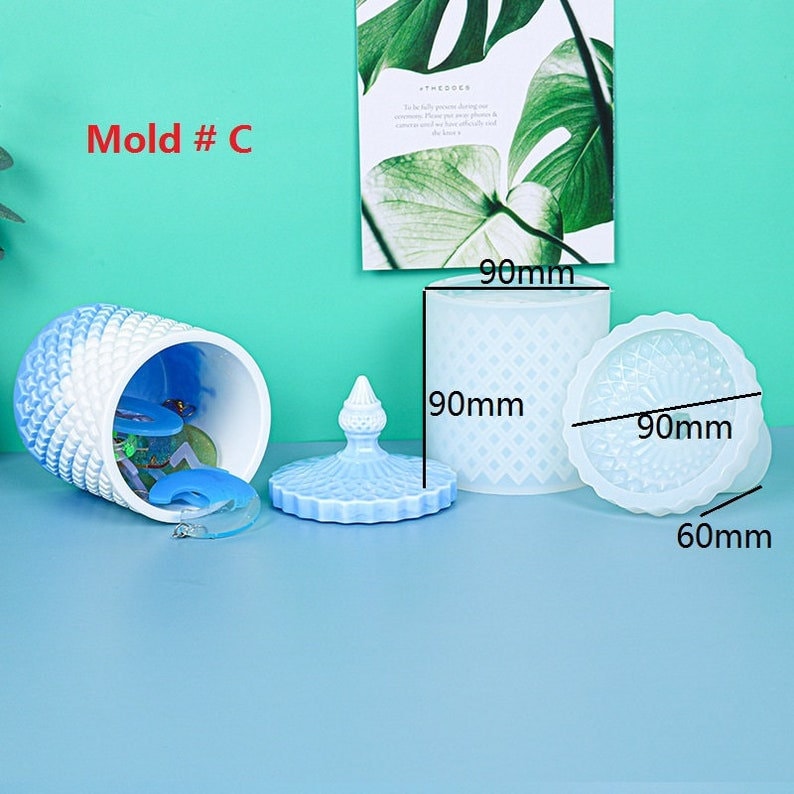 Concrete Candle Jar With Lid Mold Cement Candle Vessel Storage Etsy