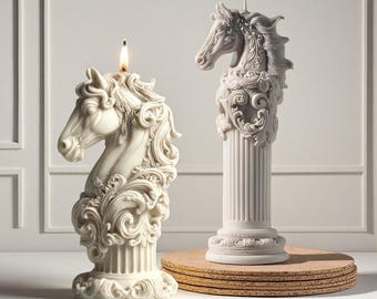 Horse Candle Silicone Mold-Embossed Horse Head Candle Mold-3D Horse Pillar Candle Mold-Horse Concrete Plaster Raysin Ornament Mold