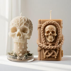 Skull Candle Silicone Mold-Skull Head Candle Mold-Skull Pillar Candle Mold-Halloween Skull Candle Mold-Skull Concrete Plaster Raysin Mold