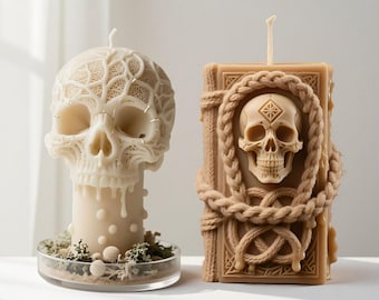 Skull Candle Silicone Mold-Skull Head Candle Mold-Skull Pillar Candle Mold-Halloween Skull Candle Mold-Skull Concrete Plaster Raysin Mold