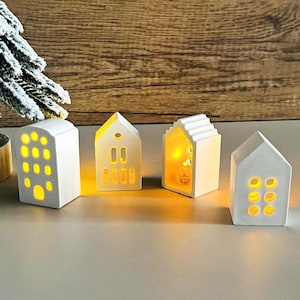 4 Kinds Mini Houses Silicone Molds Set-Small Hollow House Resin Mold-Light Village House-Free Combination House-Concrete Cement House Mold