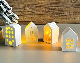 4 rodzaje mini domków silikonowe formy zestaw - mały pusty domek żywica forma - lekki domek wiejski - dom kombinowany bez betonu forma do domu cementowego
