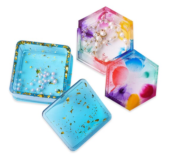 iSuperb Square Resin Molds Bottles Jars Silicone Mold with Lid Box Epoxy  Resin Casting Molds for DIY Jewelry Storage Box, Home Decoration