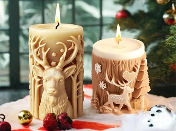 Christmas Elk Candle Silicone Mold-christmas Pillar Candle Mold